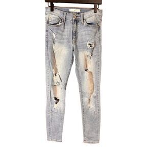 Kancan Los Angeles Women's Distressed Skinny Jeans Blue Size 28
